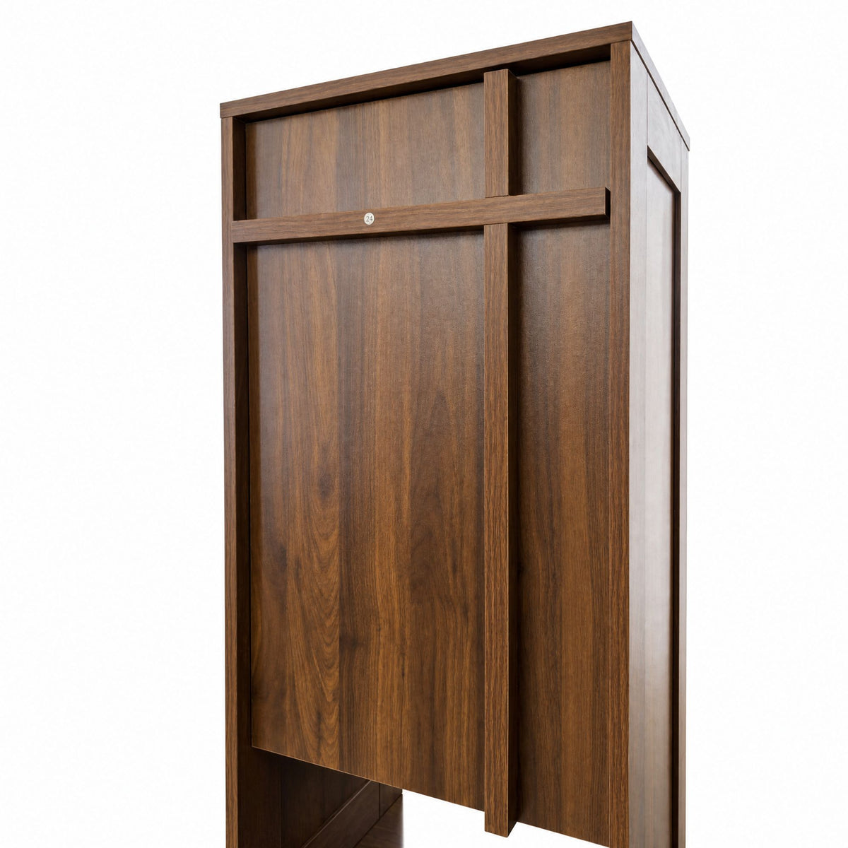 Tall Narrow Storage Cabinet, Wooden Freestanding Bookshelf with Doors & drawer, Slim Display Bookcase for Living Room, Bedroom, Home Office