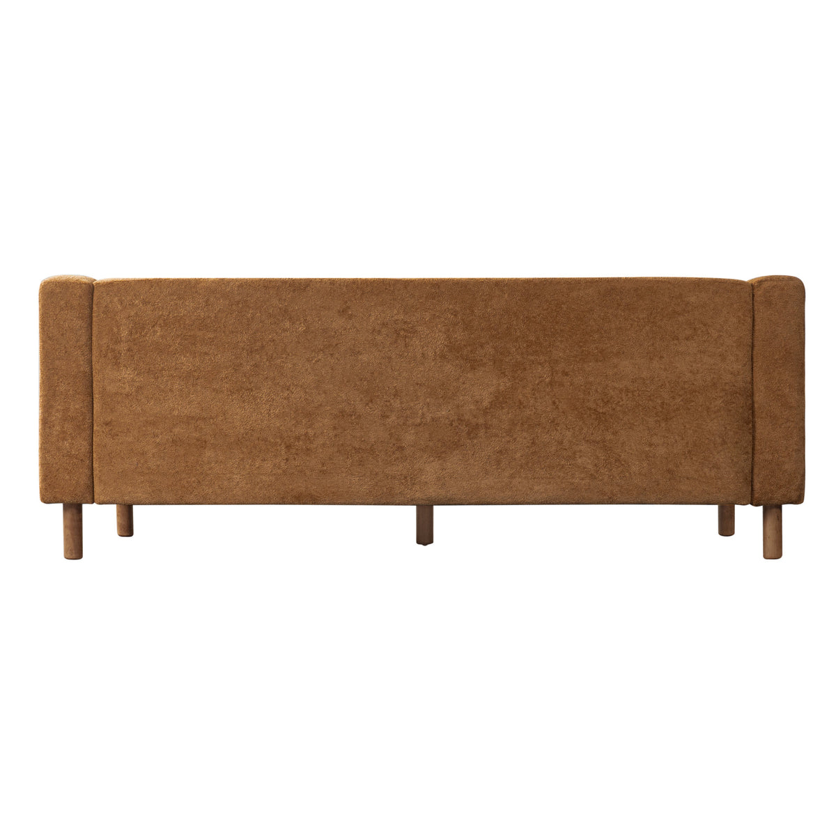 78" Modern 3 Seater Sofa Chenille Upholstered Couch with Square Arms, Tufted Pillow Back & Natural Rubber Wood Legs Multi Cushion Sofa for Living Room and Apartment Leisure Corner, Orange