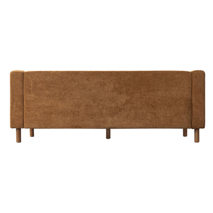 78" Modern 3 Seater Sofa Chenille Upholstered Couch with Square Arms, Tufted Pillow Back & Natural Rubber Wood Legs Multi Cushion Sofa for Living Room and Apartment Leisure Corner, Orange