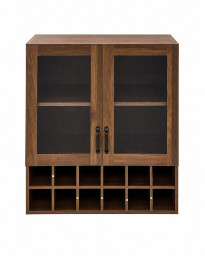 Wall-Mounted Wine Cabinet with Glass Doors, Hanging Wine Rack Storage Cabinet for Home Kitchen Dining Room
