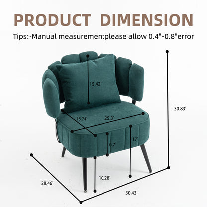 Decorative armchair with a spring seat cushion and slipcover, Chenille living room tub chair, comfortable modern sofa armchair, ideal for reading in small bedrooms, Green