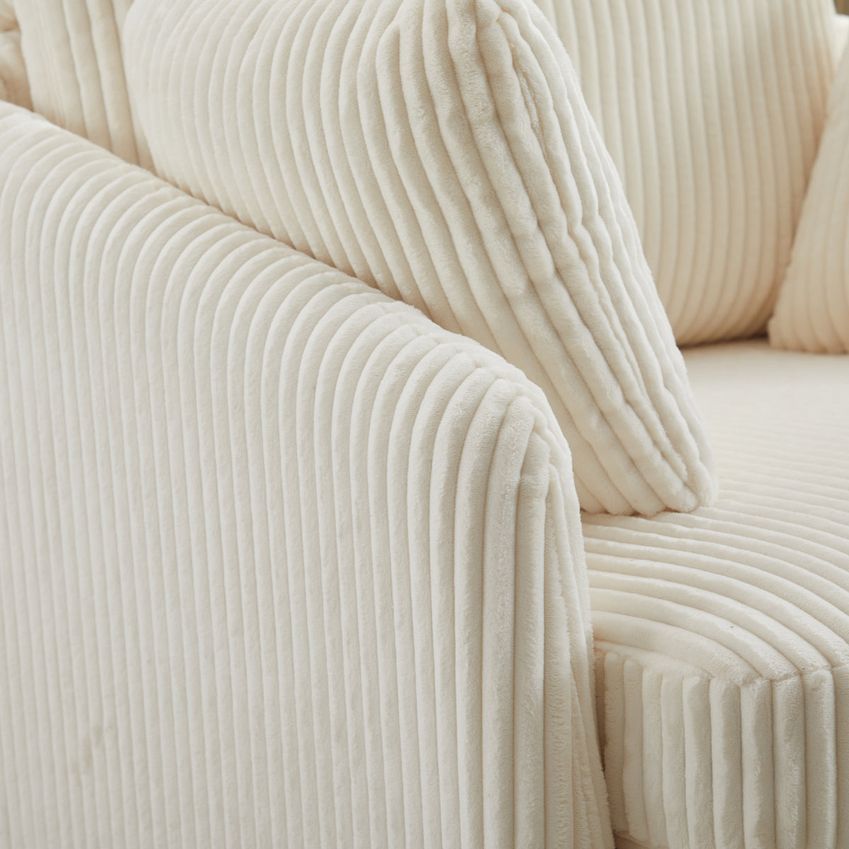 40.55''W Swivel Accent Chair With 2 Thorw Pillows 360 Degree Swivel Round Sofa Modern Oversized Arm Chair Cozy Club Chair for Bedroom Living Room Lounge Hotel, Ivory Corduroy