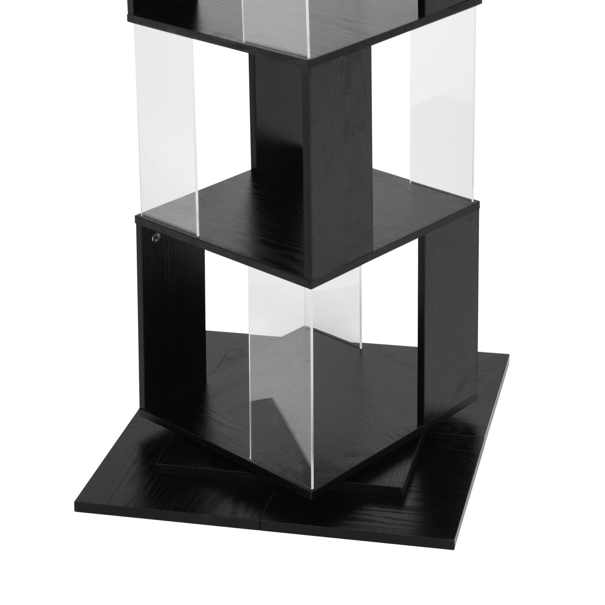 5 tier Rotating Bookshelf, Floor Rack Simple Bookcase with Acrylic plate Student Multi-Function Creative Bookshelf for Living Room with