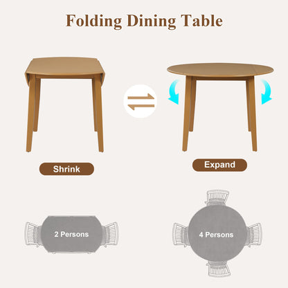 3-Piece Round Dining Table Set for 2 People, 1 Folding Wood Dining Table + 2 Upholstered Chairs – Model N752S000618A