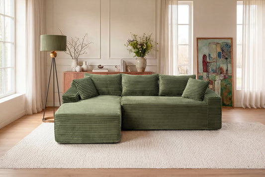 94.5" Cloud Modular Sectional Sofa Couch with L-Shape Chaise, Modern Minimalist Upholstered Couches, Deep Seat Corner Couch – Green