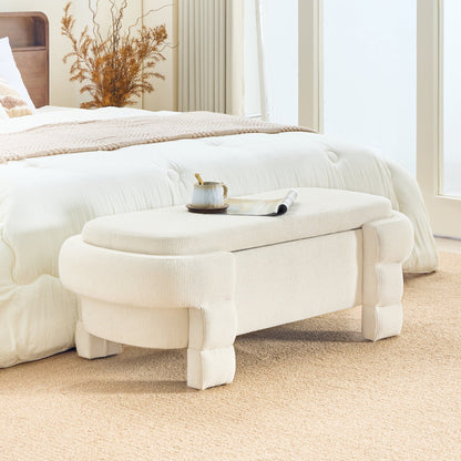 48.8" Ottoman with Storage,Storage Bench,Upholstered Entryway Bench with Seating, End of Bed Ottomans for Living Room, Bedroom, Modern Entryway Benchs,Beige