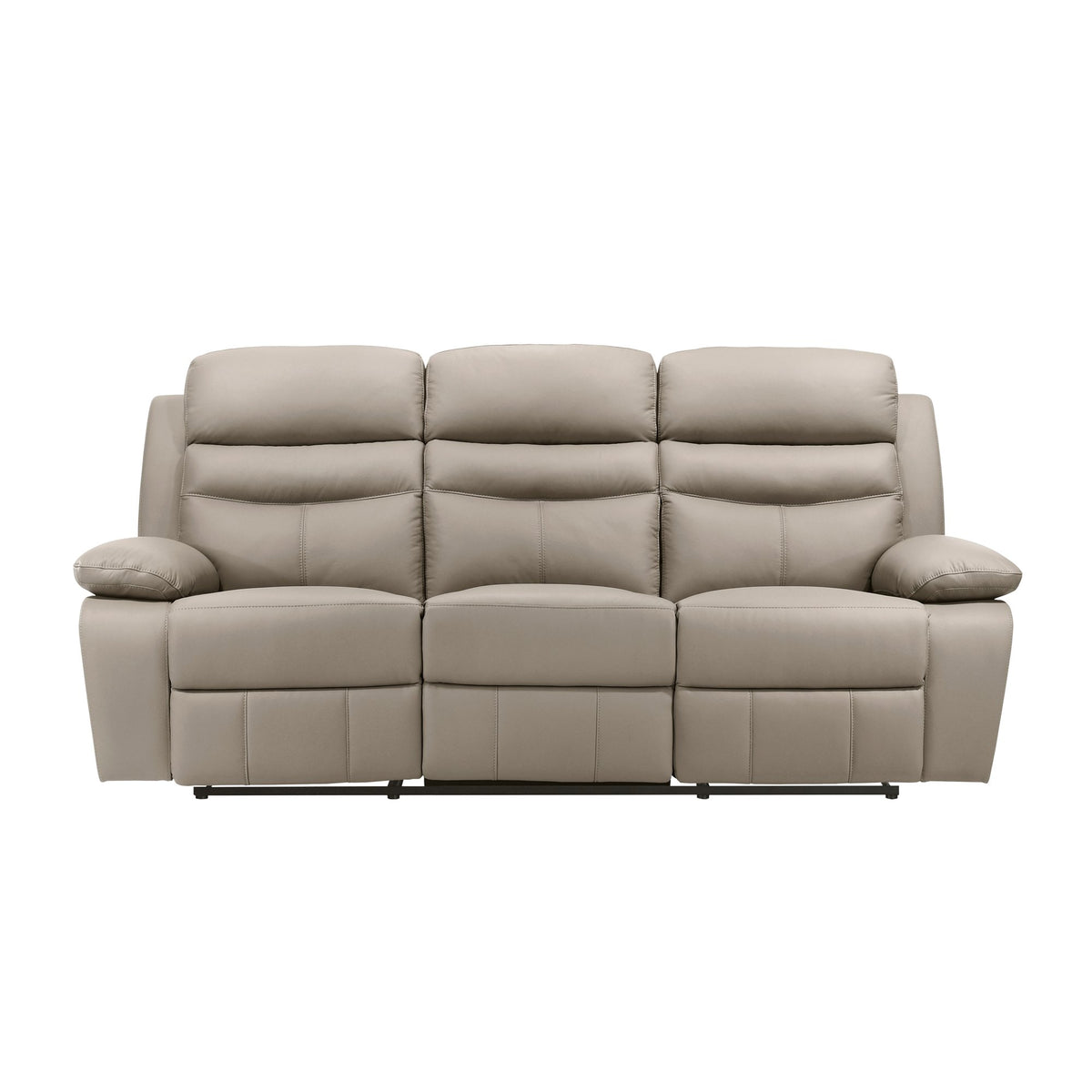 3-Seater Reclining Sofa Latte Leather Upholstered Plush Comfort Cushioning Modern Living Room Furniture 1pc