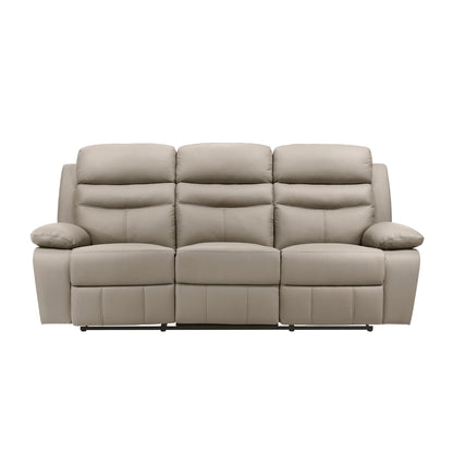 3-Seater Reclining Sofa Latte Leather Upholstered Plush Comfort Cushioning Modern Living Room Furniture 1pc
