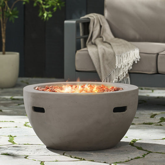 27" Bowl Shaped MGO 40, 000 BTU Propane Fire Pit, Light Grey (Tank Cover not Included)