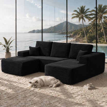 104" Cloud Sectional Sofa with U-Shape Chaise and Side Pockets, Modern Modular Design, Deep Seating, Upholstered Couch – Model W3975S00036