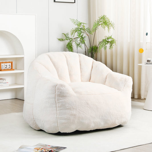 Beanbag Chair, Beanbag Sofa Chair with Armrests Stuffed High-Density Foam, Lazy Sofa Comfy Chairs Beanbag Chair for Adults, Bedroom Reading – White