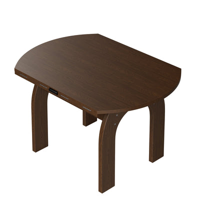 51.2" Solid Wood Extendable Dining Table, Converts Oval to Round with Walnut Finish, Sturdy Arch-Shaped Legs & Drop Leaf Design, Farmhouse Kitchen Table for Small Spaces, Easy Assembly
