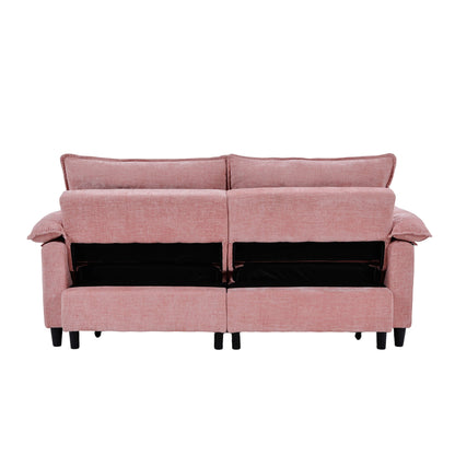 73 inch Pink Velvet Pull Out Sofa Bed Convertible Sleeper Couch with Pullout Mattress