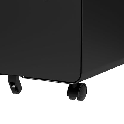 2 Drawer Metal Mobile File Cabinet with Lock, All-Steel Metal Storage Cabinet on 360° Wheels, Fully Assembled, Holds A4/Letter/Legal Files, Black Steel Office Storage Cabinet for Home Office