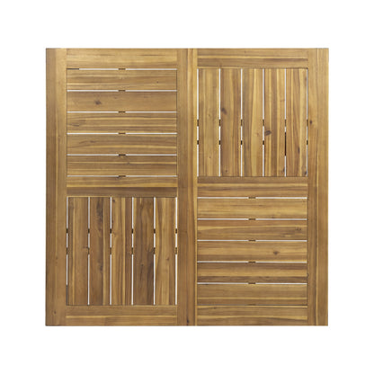 9‑Piece Acacia Wood Outdoor Dining Set, 64" Square Teak Finish Wooden Patio Table with 8 Arm Chairs, Slatted Tabletop & Chair Back, Ideal for Backyard Garden Patio