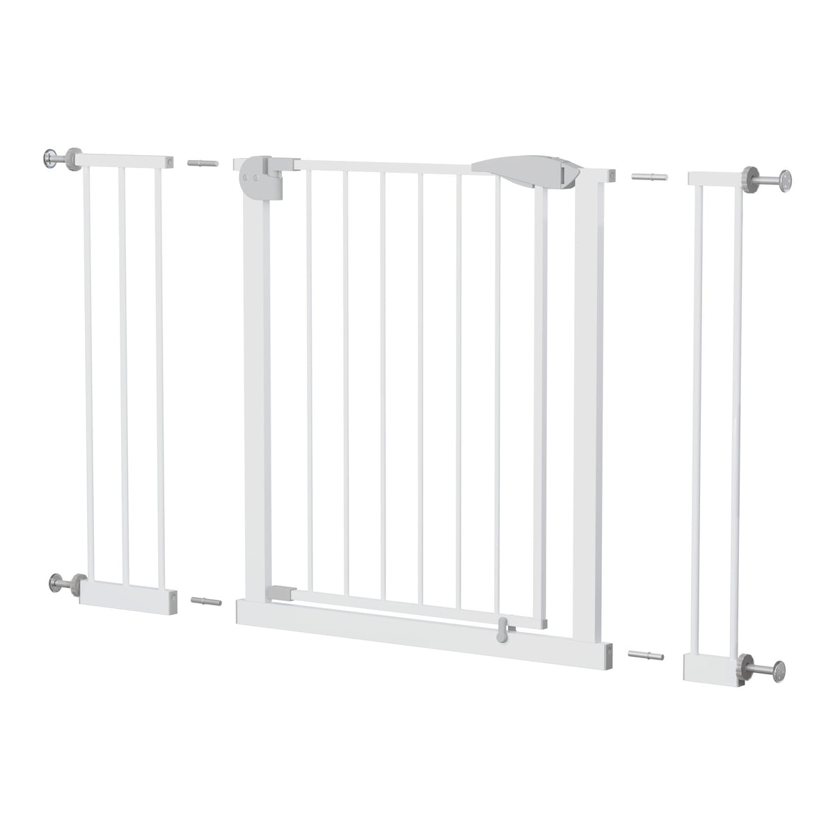 29.5-44.1" Wide Baby Gate for Stairs, Dog Gate Indoor for Doorways, No Drilling Pressure Mounted Pet Gates for Kids, Easy Walk Through Safety Gate, White