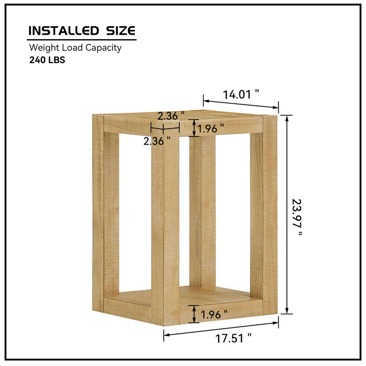 14 Inch Side Table,Rectangular MDF Coffee Table for Living Room,Bedroom,Modern Design End Table for Apartment,Natural Color