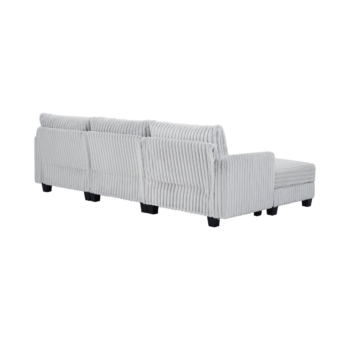 100-inch corduroy fabric sofa with L-shaped modular 3-seat convertible sofa, built-in dual charging ports at the arms