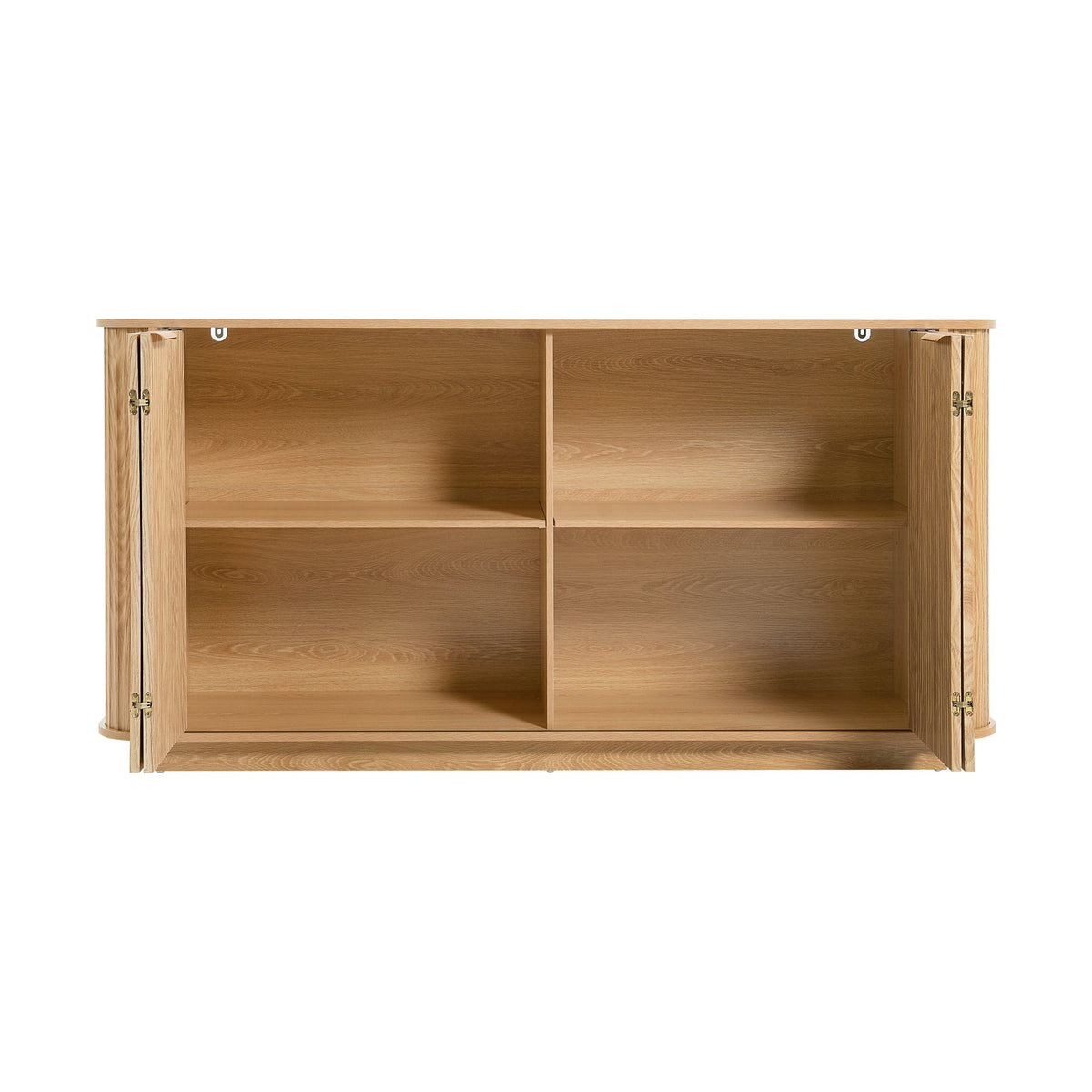 63" Wavy Storage Sideboard, Double-Door Buffet Cabinet with Adjustable Shelves, Hallway - Versatile Storage (Natural)