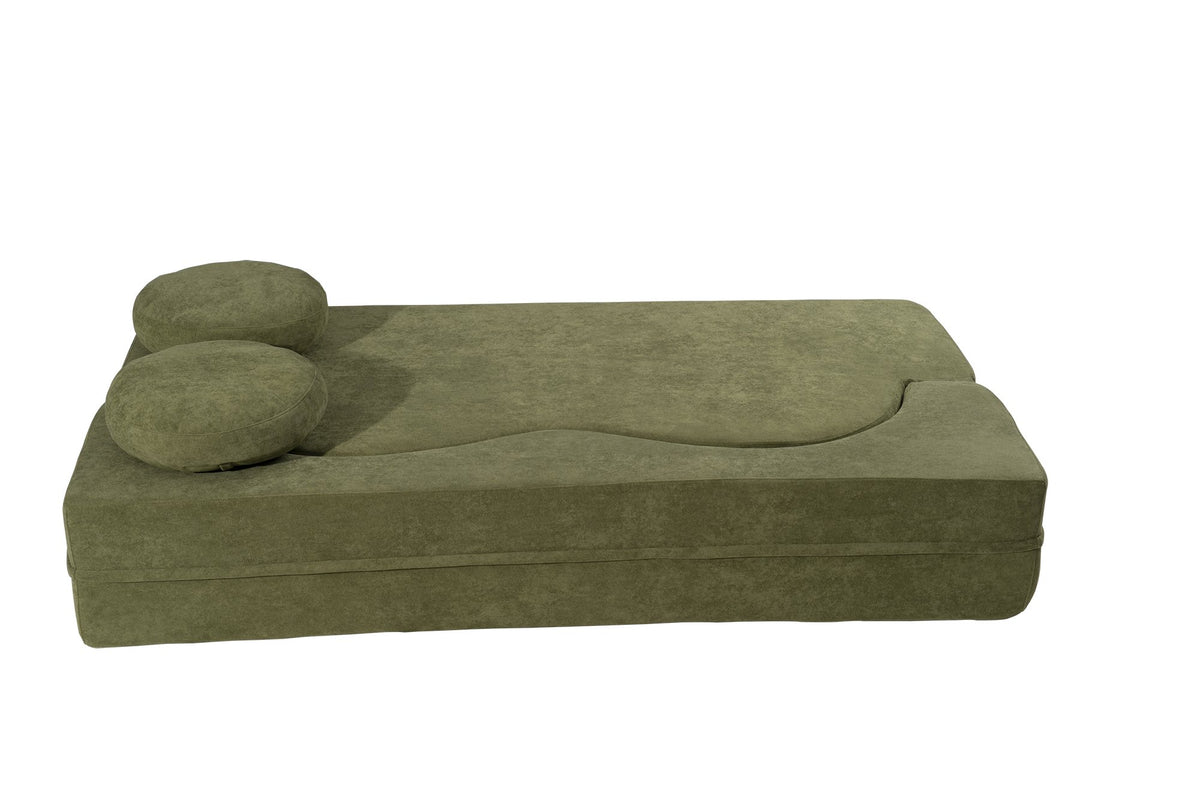 2-in-1 Folding Sofa Bed with Pillow, Twin Sleeper Sofa, Floor & Futon Loveseat Couch, Foam Folding Mattress Sleeper for Living Room, Guest Use, Office, Apartment, No Assembly Required,Green
