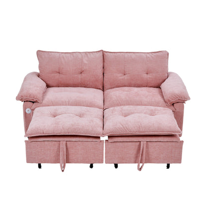 73 inch Pink Velvet Pull Out Sofa Bed Convertible Sleeper Couch with Pullout Mattress