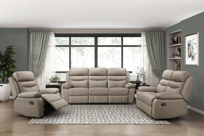 3-Seater Reclining Sofa Latte Leather Upholstered Plush Comfort Cushioning Modern Living Room Furniture 1pc