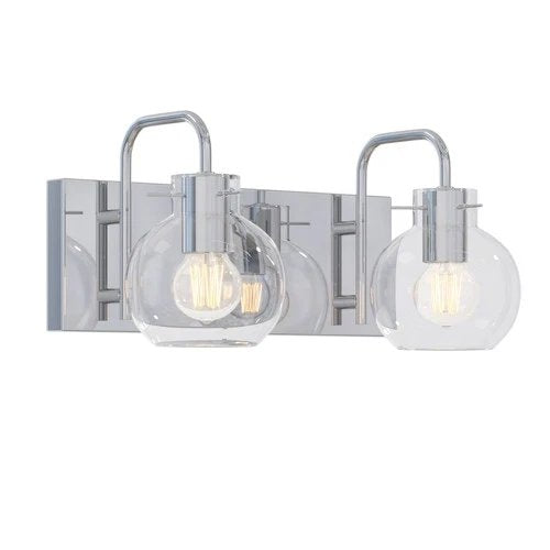 Bathroom Vanity Light Modern Brushed Nickel Wall Sconce with Clear Glass Shade-2-Light
