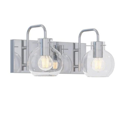 Bathroom Vanity Light Modern Brushed Nickel Wall Sconce with Clear Glass Shade-2-Light