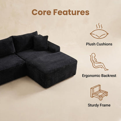 94.5" Cloud Modular Sectional Sofa Couch with L-Shape Chaise, Modern Minimalist Upholstered Couches, Deep Seat Corner Couch – Model W5515P479894