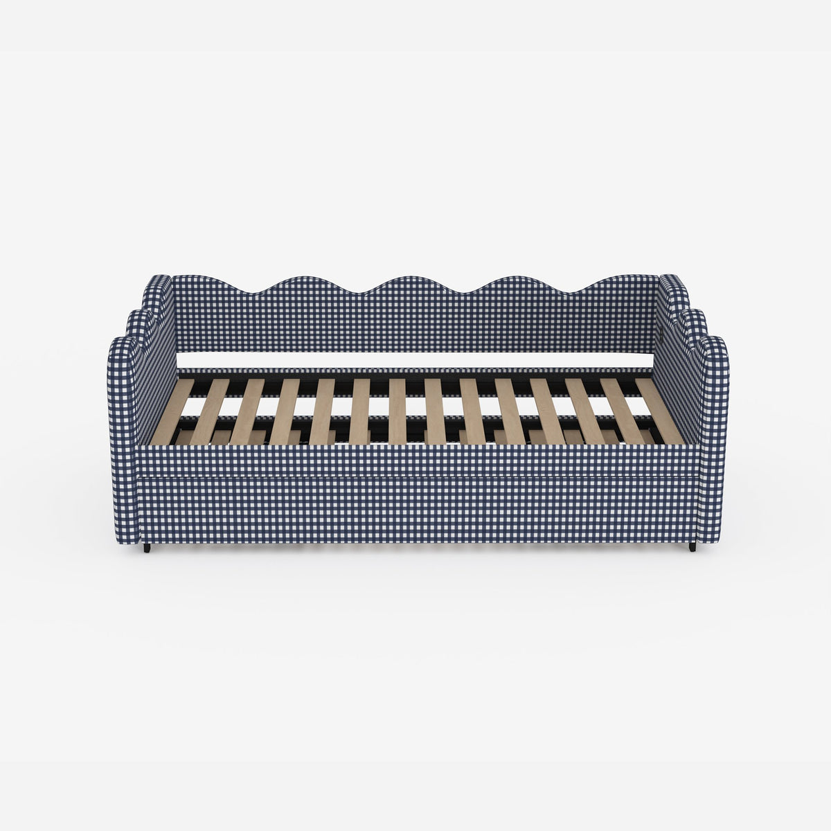 2 in 1 Convertible Sofa Bed, Plaid Fabric Couch Bed with USB Port, Triple Reinforced Frame, Solid Wood Slats, Noise-Free & Anti-Sagging, Space Saving Furniture for Small Space, Kids Room, Guest Room