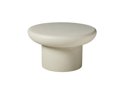 31.50''×31.50''×17.72'' Modern Side Table, Cream Textured Round Mushroom Fiberglass Accent Table for Living Room & Office, No Assembly Required.
