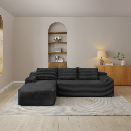 97'' Modular Sectional Sofa, Cloud Sectional Couch with Deep Seat, Modern Modular L-Shape Sofa Couch with Chaise,Upholstered Couches for Living Room Bedroom,No Assembly, Black