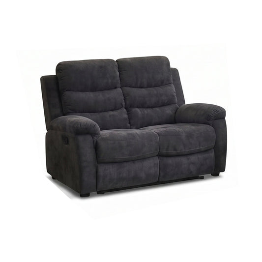 58 Inch 2 Seat Manual Recliner Loveseat, Dark Gray Textured Fabric Reclining Sofa with 150° Deep Recline, Extended Footrest, High Density Foam, Compact Couch for Small Space Living Room