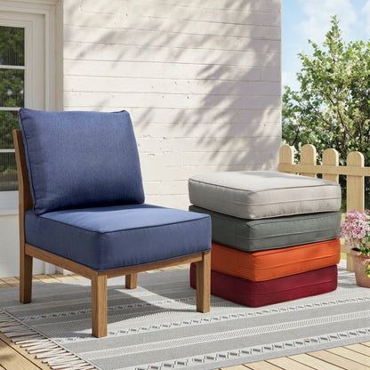6" Thicker Outdoor Chair Cushion 3 Sets-24"x22"x6" Waterproof Patio Furniture Cushions with Removable Cover 28D High Density Sponge Filling Thicken Outdoor Patio Cushions-Blue