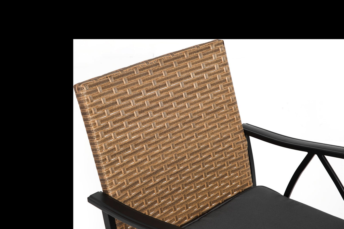 5-Piece Wicker Outdoor Table and Chairs, Patio Dining Set w/Square steel Tabletop and Umbrella Hole, Patio Table and Chairs Set for Backyard Deck Balcony Front Porch