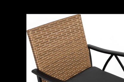 5-Piece Wicker Outdoor Table and Chairs, Patio Dining Set w/Square steel Tabletop and Umbrella Hole, Patio Table and Chairs Set for Backyard Deck Balcony Front Porch