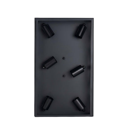 6-Light Matte Black Farmhouse Square Flush Mount Ceiling Light, Vintage Hollow Geometric Iron Cage Ceiling Lamp, Industrial Close to Ceiling Lighting for Dining Room, Bedroom-1 Pack(No light bulb)