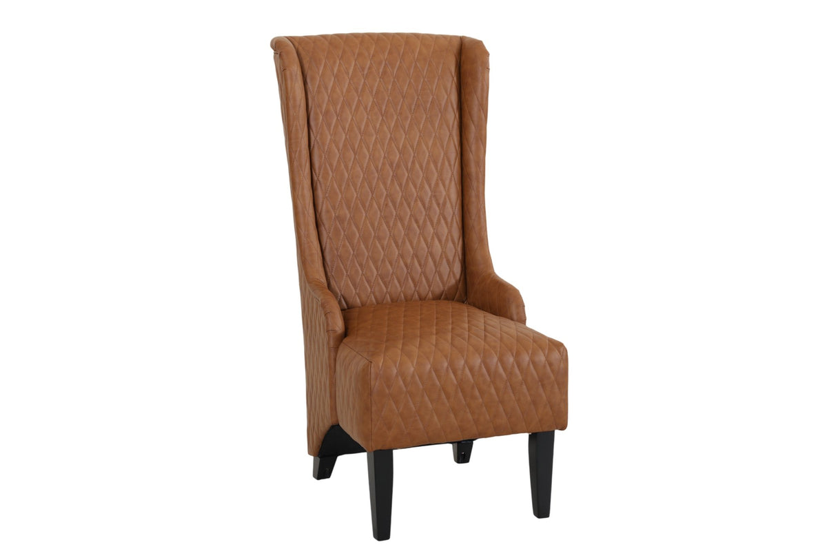 23.03 Inches Wide Faux Leather High Back Accent Chair, Comfortable Tall Wingback Chair with Tufted Upholstery & Wood Legs, Modern Side Chair for Living Room, Bedroom & Dining Room