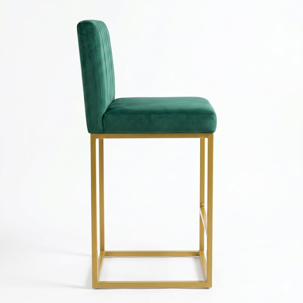 25.6 Inch Counter Height Bar Stools Set of 2 with Velvet Cushion and Back Modern Bar Chairs for Kitchen Island Counter with Metal Leg for Restaurant Dining Room Office, Green and Gold