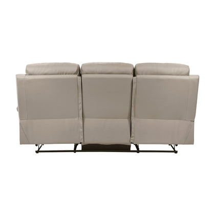 3-Seater Reclining Sofa Latte Leather Upholstered Plush Comfort Cushioning Modern Living Room Furniture 1pc