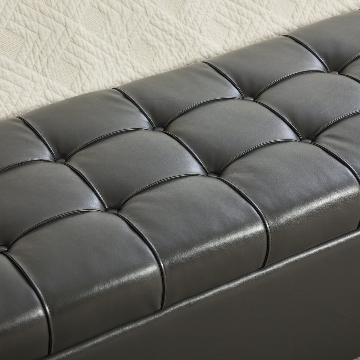 60.2'' Wide Chenille Upholstered Storage End of Bed Bench, Tufted Flip-Top Accent Window Bench Footrest Stool Ottoman with Legs for Living Room, Bedroom, Entryway, Dining Room, Dorm, Corner, Gray