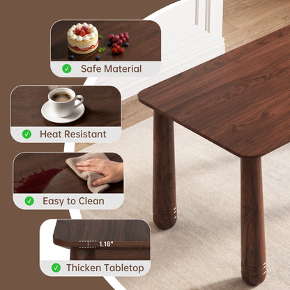 63" Solid Wood Dining Table, Rectangular Kitchen Table with Walnut Finish, Farmhouse Dinner Table for 4-6 People, Heavy-Duty Support up to 1000 lbs, Easy Assembly