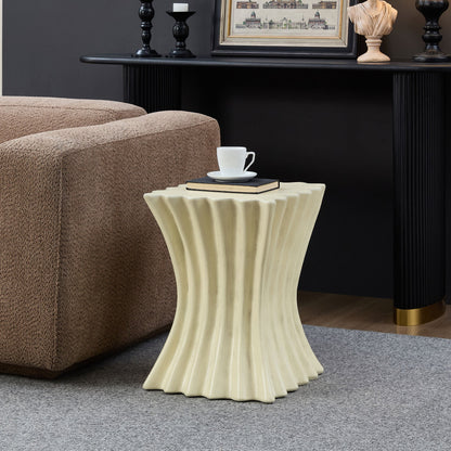 15.16 inch Side Table Vintage Sturdy Fiberglass Table For Living Room Apartment No Need Assembly Beige
