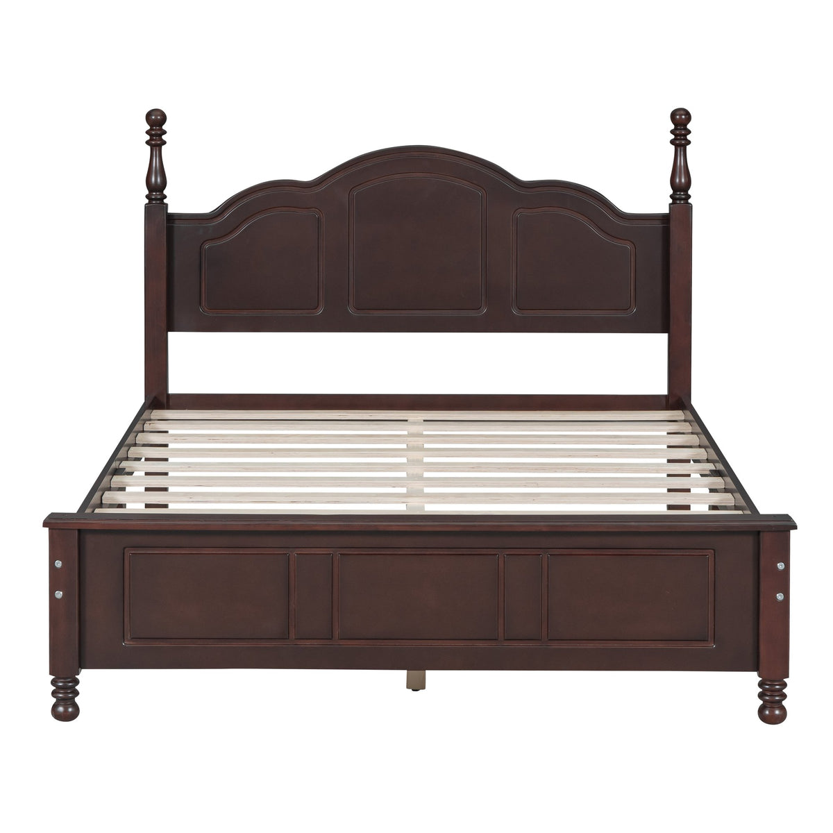 3-Pieces Bedroom Sets, Full Size Wood Platform Bed and Two Nightstands-Dark Walnut