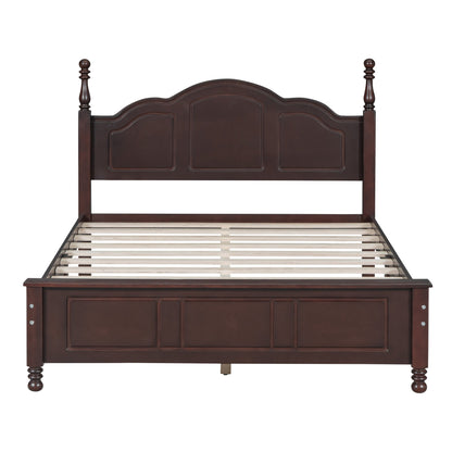 3-Pieces Bedroom Sets, Full Size Wood Platform Bed and Two Nightstands-Dark Walnut
