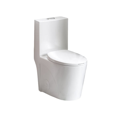 1.1/1.6 GPF Siphonic Flush One-Piece Toilet for bathrooms,Siphonic S-trap 12",Elongated Bowl with Soft Close Seat,Powerful Dual Flush MAP 1000g,Comfort Chair Seat ADA Height 17",Glossy White GW-001