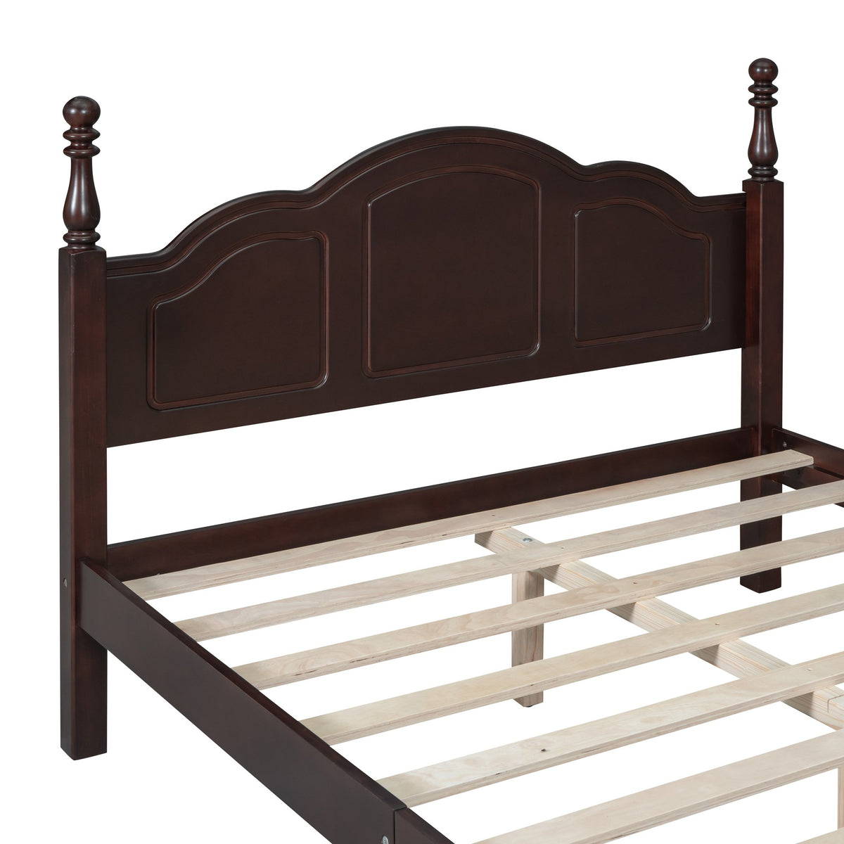 3-Pieces Bedroom Sets, Full Size Wood Platform Bed and Two Nightstands-Dark Walnut