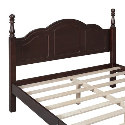 3-Pieces Bedroom Sets, Full Size Wood Platform Bed and Two Nightstands-Dark Walnut