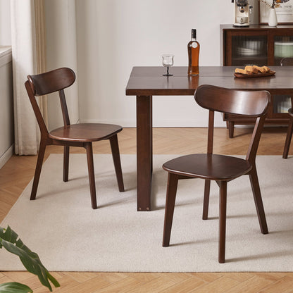 (Set of 2 pcs) Dining chair wooden Premium grade rubber wood natural wood made in Southeast Asia 100% solid wood chair table chair wooden living room chair simple and natural 46*37*76 cm