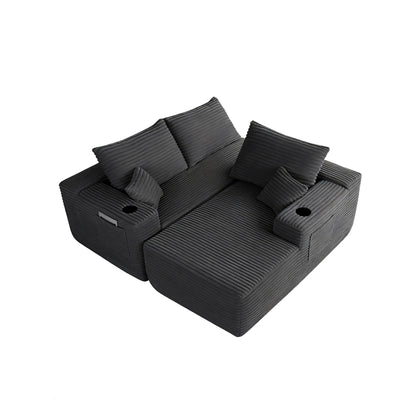 108" Cloud Sectional Sofa with L-Shape Chaise and Side Pockets, Modern Modular Design, Deep Seating, Upholstered Couch